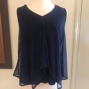 Green Envelope-Navy Blue Sleeveless Top